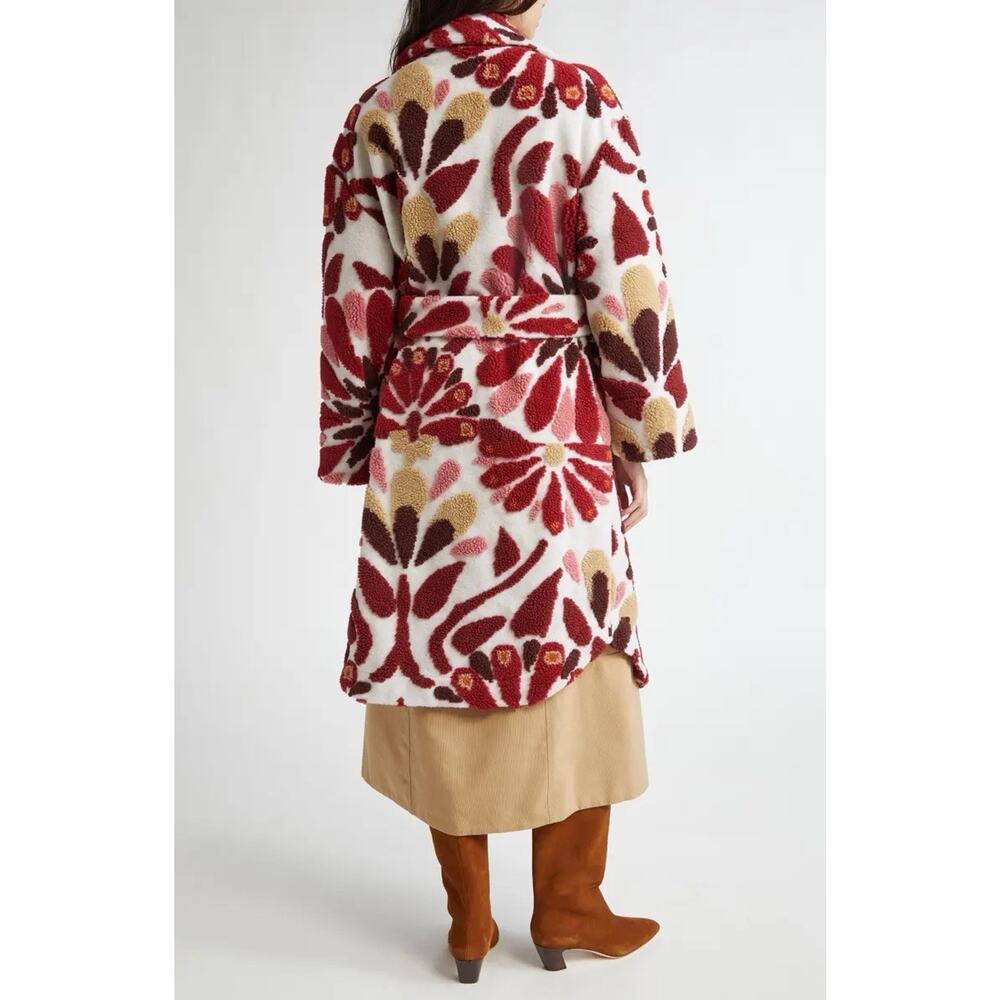 Farm Rio Ainika Flowers Belted Jacquard Fleece Coat Medium NWT - Picture 3 of 6